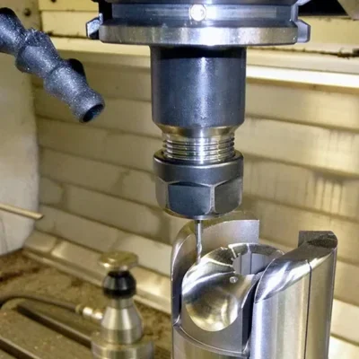 With a CNC machine, a precision mechanical workpiece is machined.
