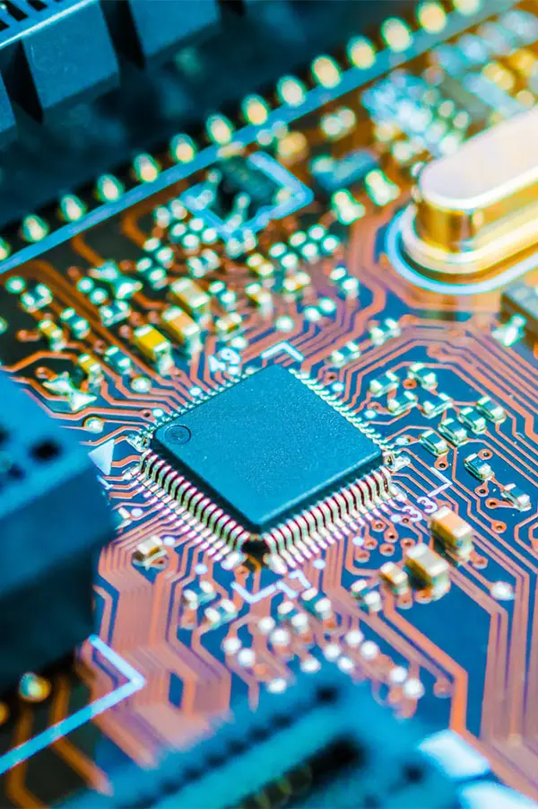 Electronica: een closeup van een circuit board.